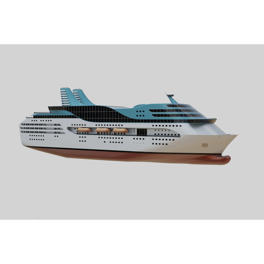 Cruise Ship 3D Model – Real-World Scale, Archviz Use, FBX, OBJ - View 4