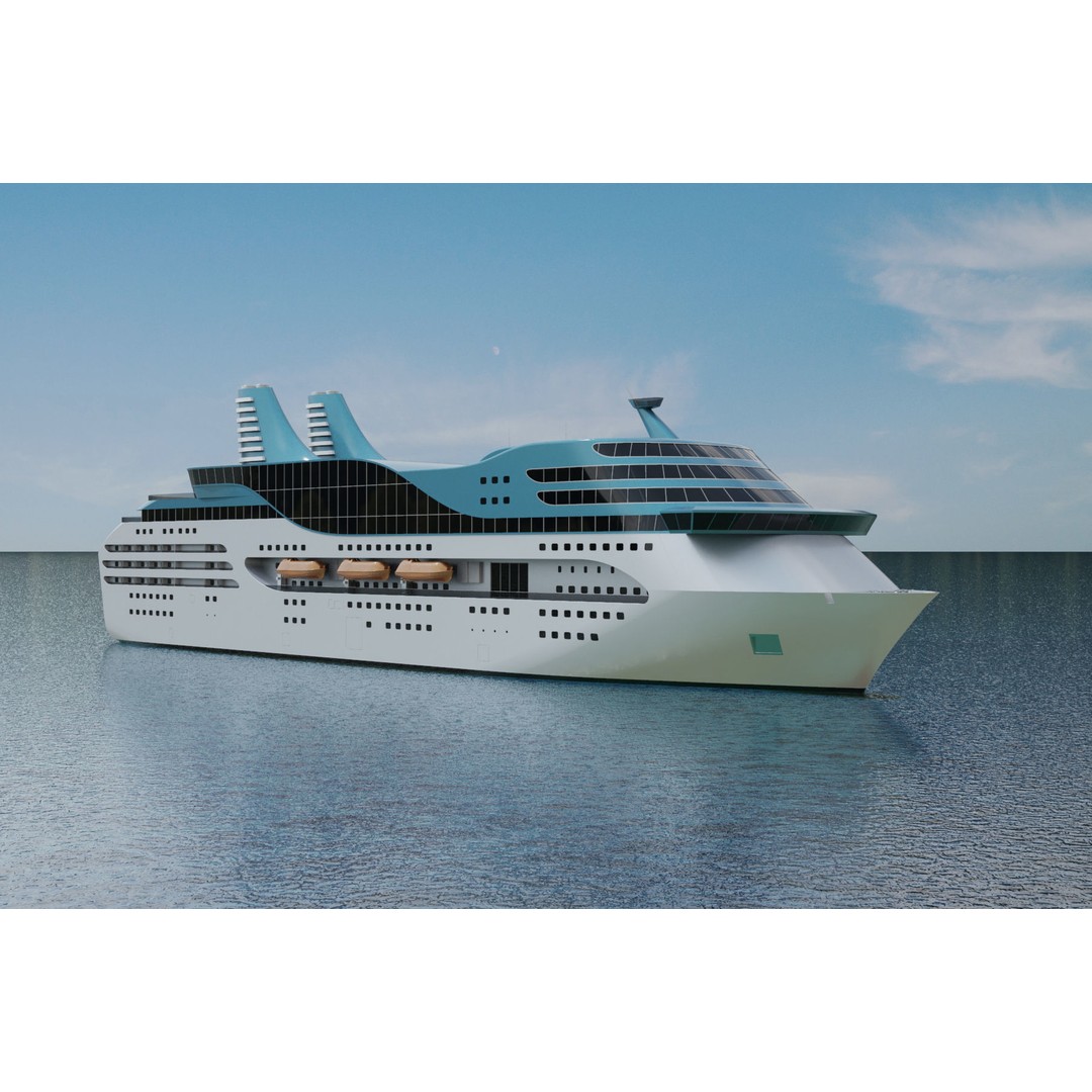 Cruise Ship 3D Model – Real-World Scale, Archviz Use, FBX, OBJ - View 6