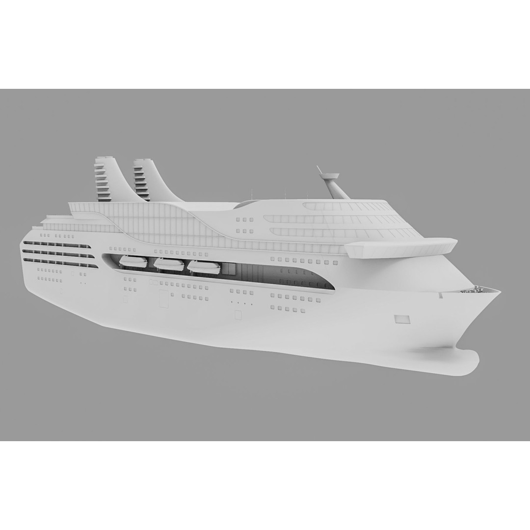 Cruise Ship 3D Model – Real-World Scale, Archviz Use, FBX, OBJ - View 8