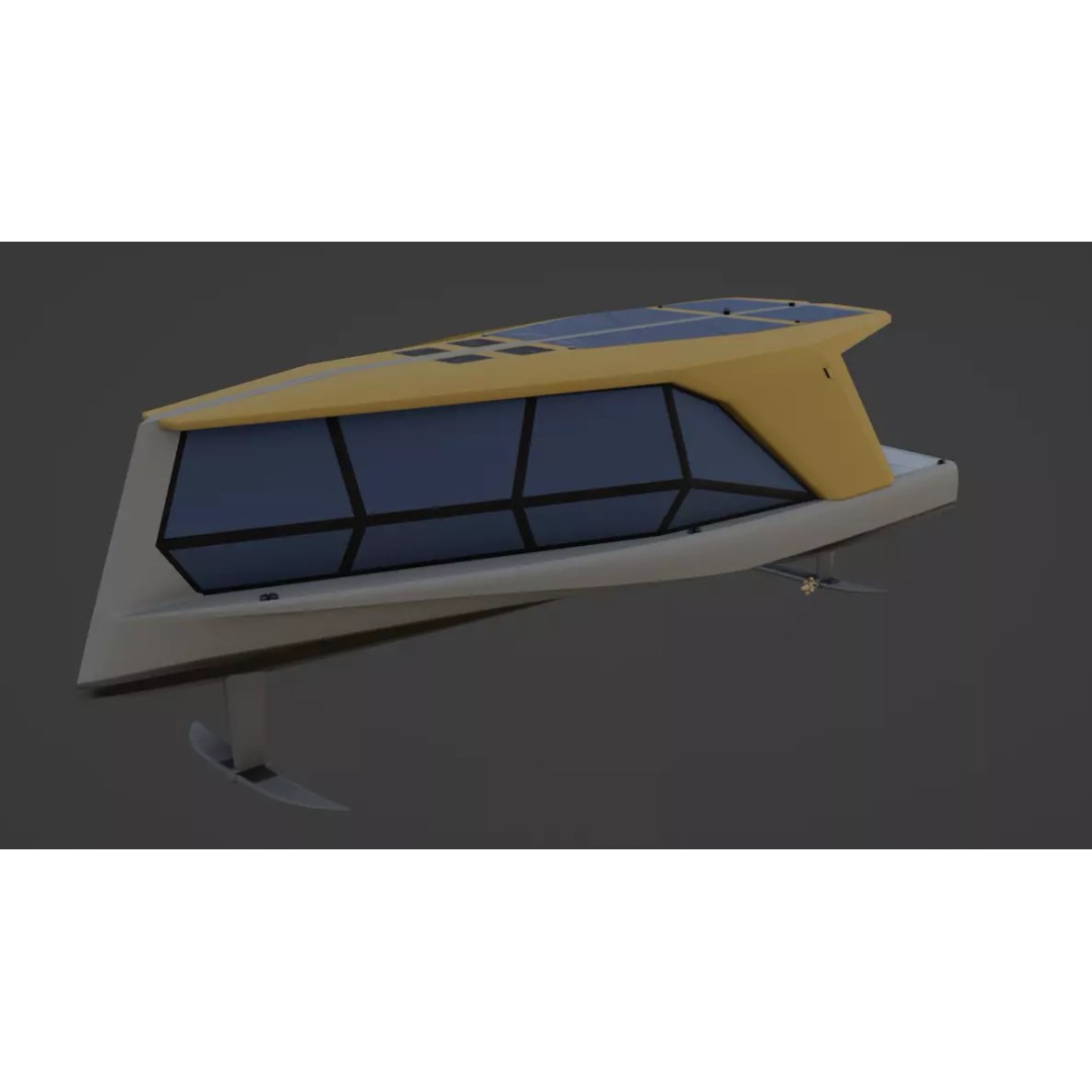 Electric Hydrofoil Boat 3D Model – Low Poly Watercraft for Games, FBX - View 2