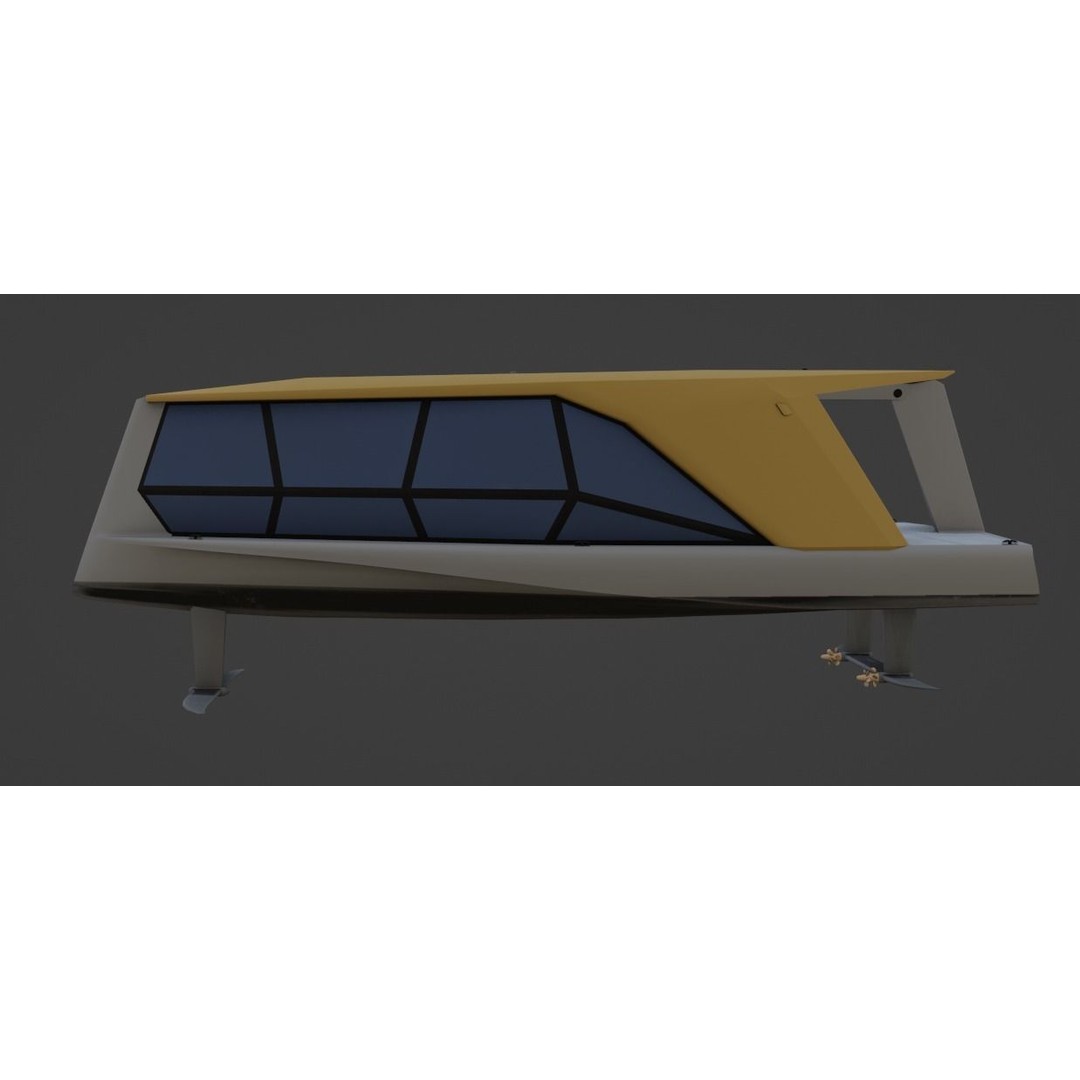 Electric Hydrofoil Boat 3D Model – Low Poly Watercraft for Games, FBX - View 3