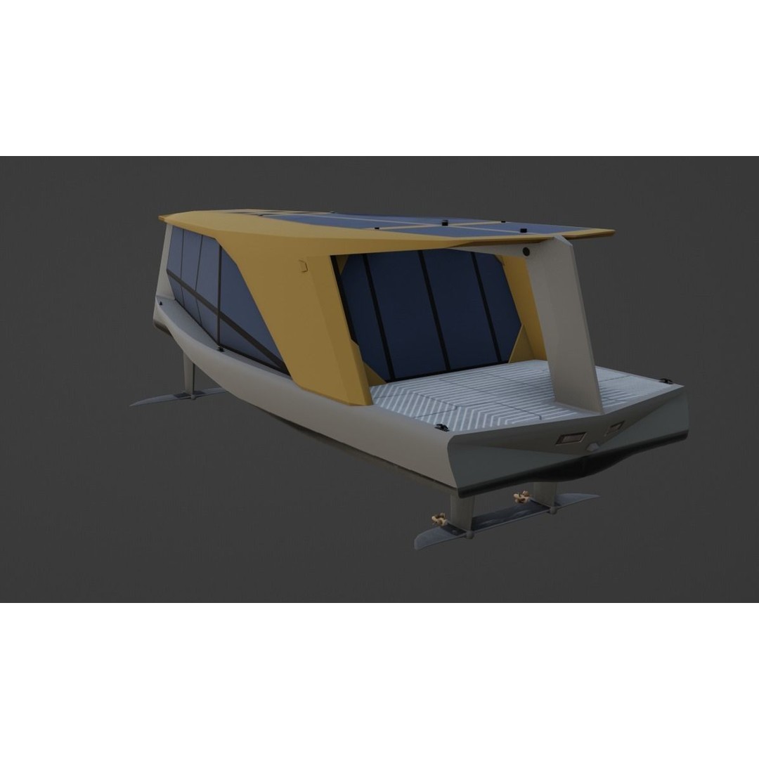 Electric Hydrofoil Boat 3D Model – Low Poly Watercraft for Games, FBX - View 4