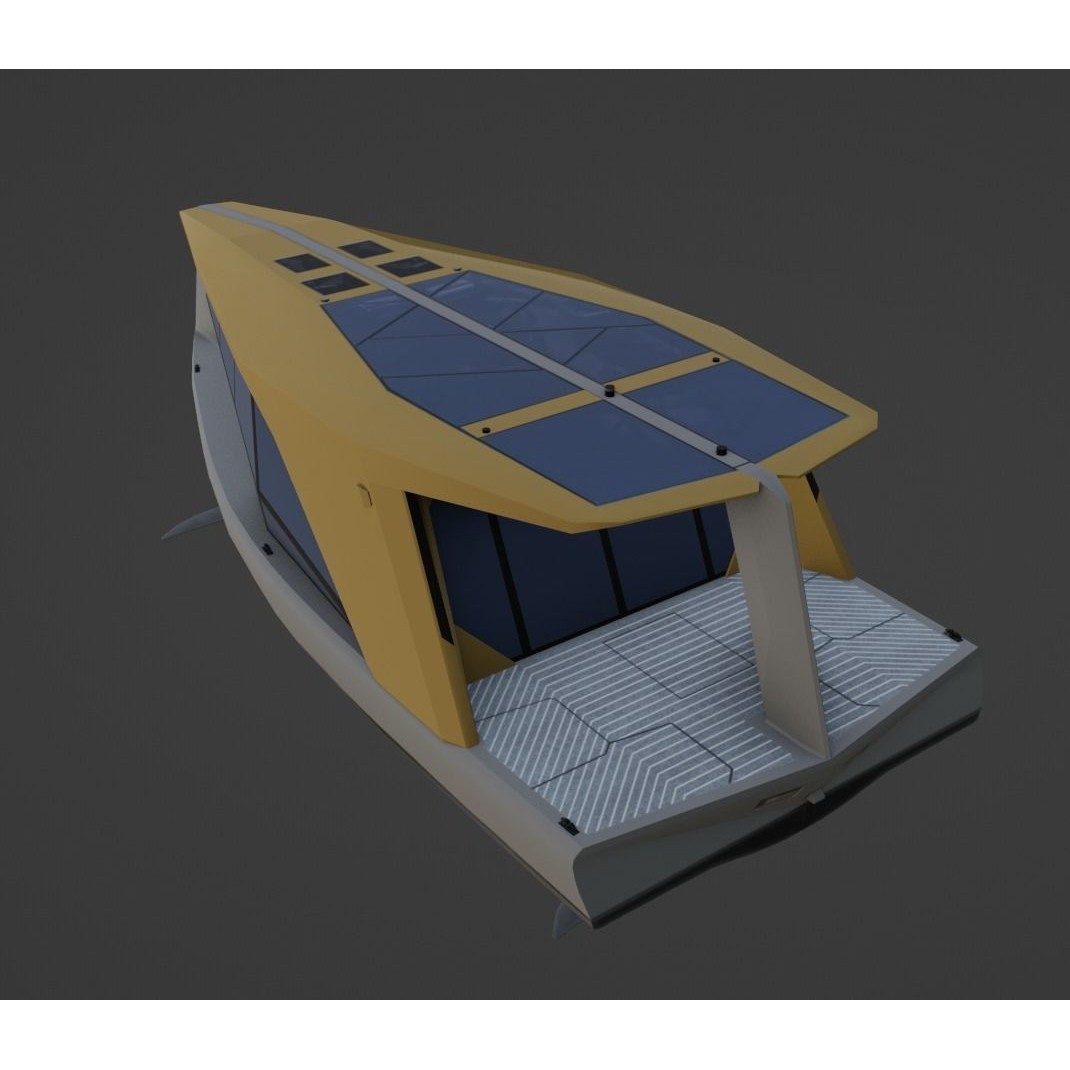 Electric Hydrofoil Boat 3D Model – Low Poly Watercraft for Games, FBX - View 5