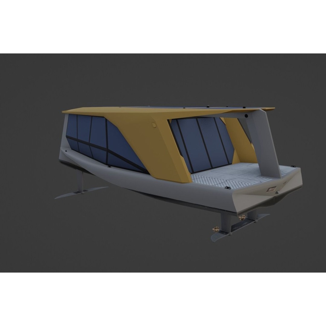 Electric Hydrofoil Boat 3D Model – Low Poly Watercraft for Games, FBX - View 6