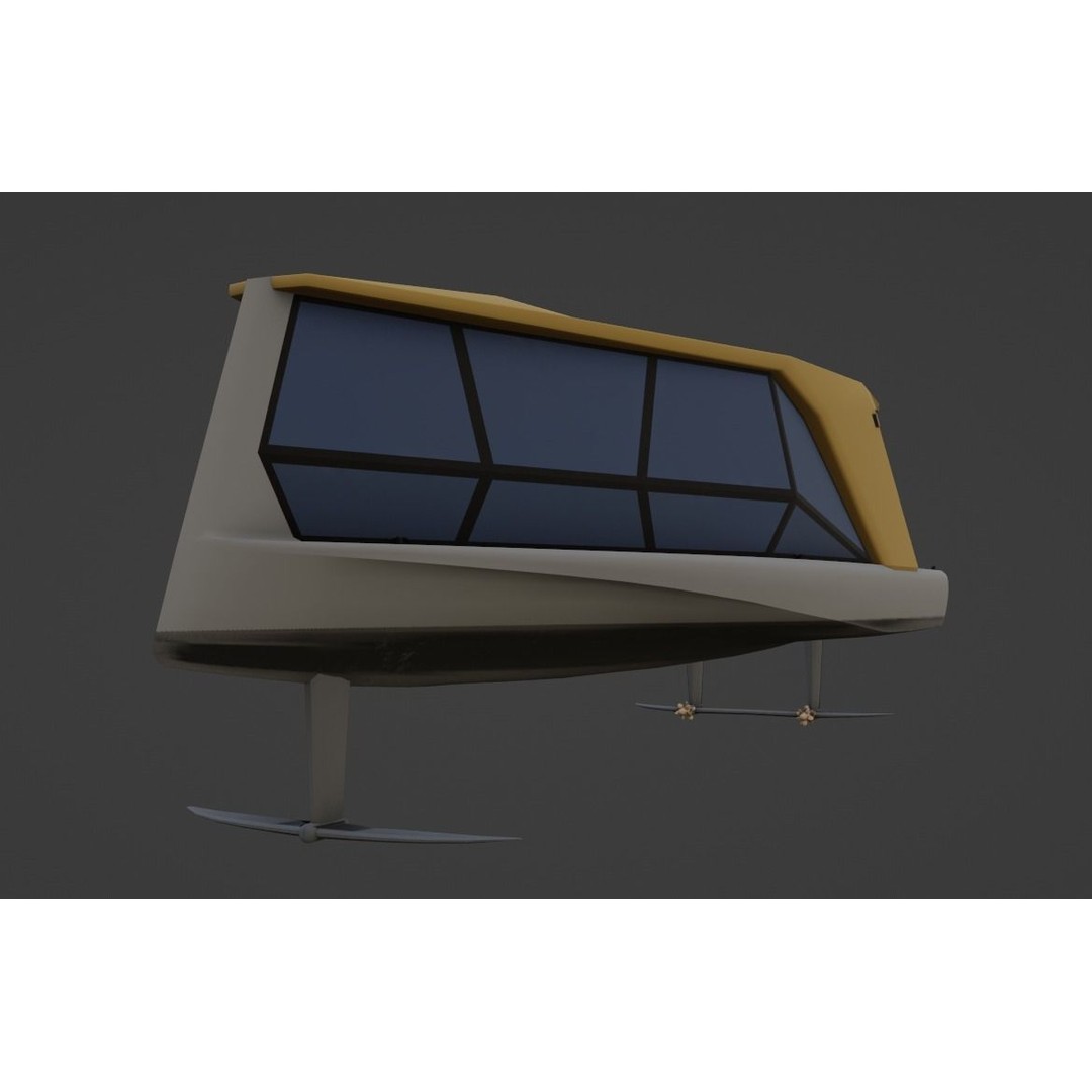Electric Hydrofoil Boat 3D Model – Low Poly Watercraft for Games, FBX - View 7