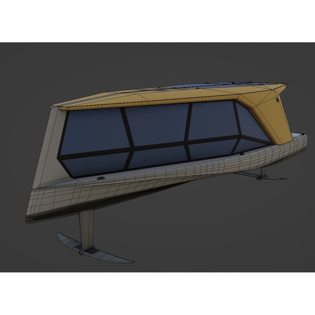 Electric Hydrofoil Boat 3D Model – Low Poly Watercraft for Games, FBX - View 8