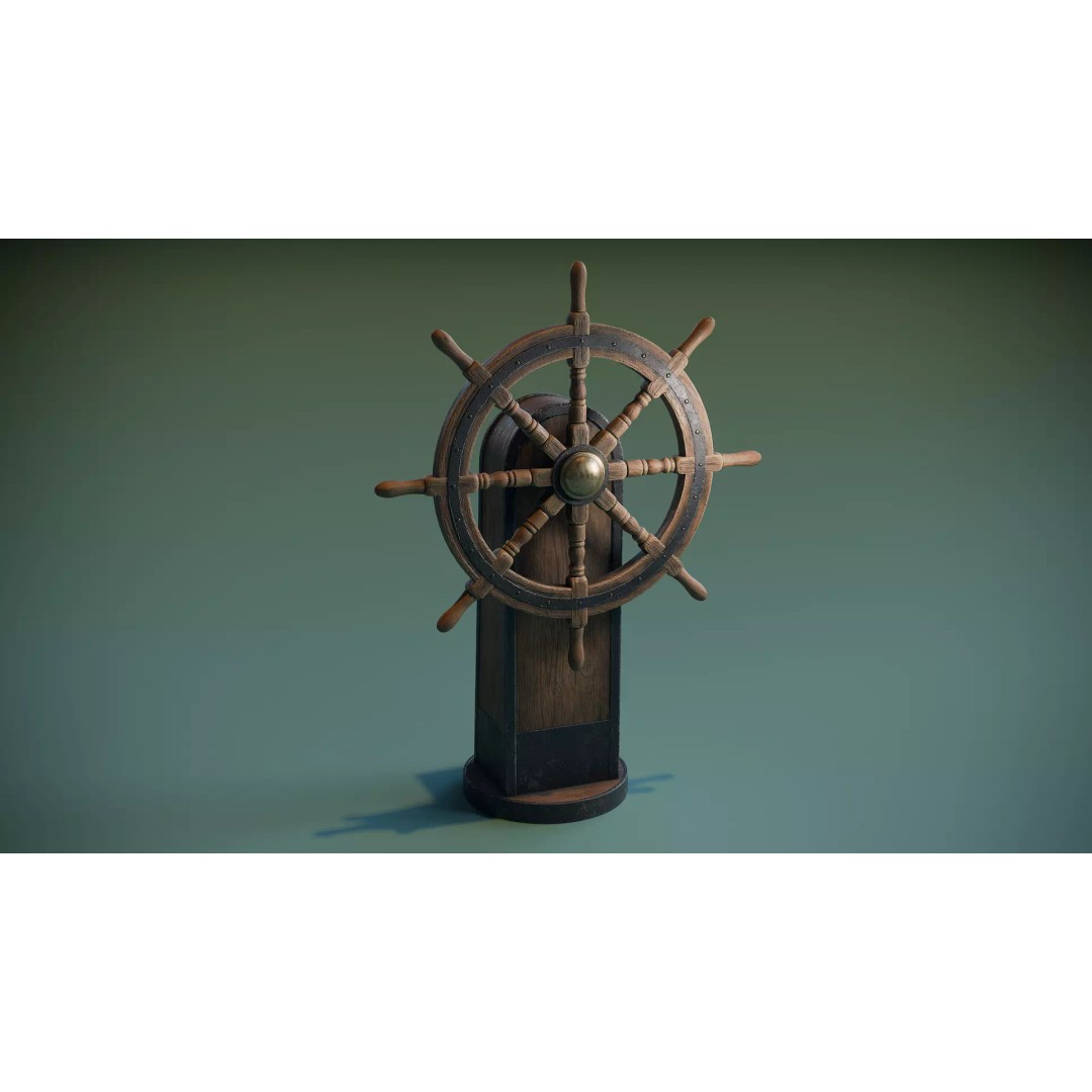 Ship Wheel 3D Model – Low Poly PBR Asset for Games, FBX - View 2