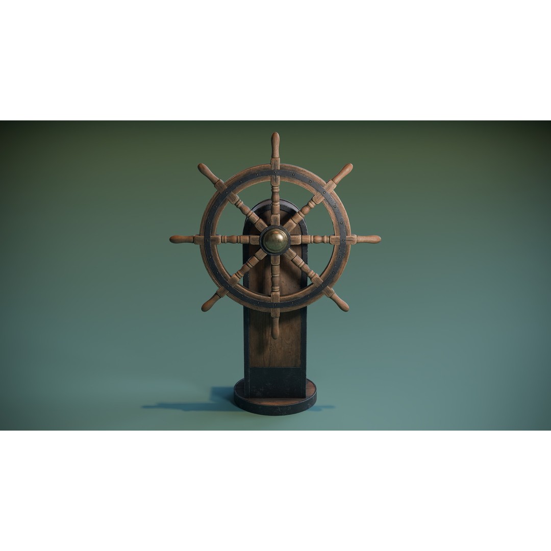 Ship Wheel 3D Model – Low Poly PBR Asset for Games, FBX - View 6