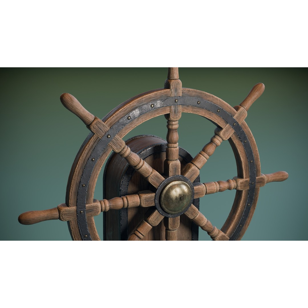 Ship Wheel 3D Model – Low Poly PBR Asset for Games, FBX - View 7