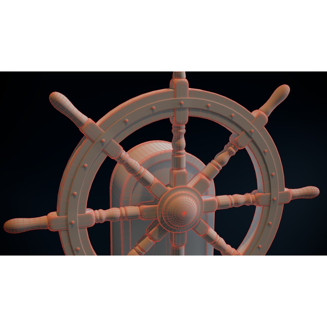Ship Wheel 3D Model – Low Poly PBR Asset for Games, FBX - View 9
