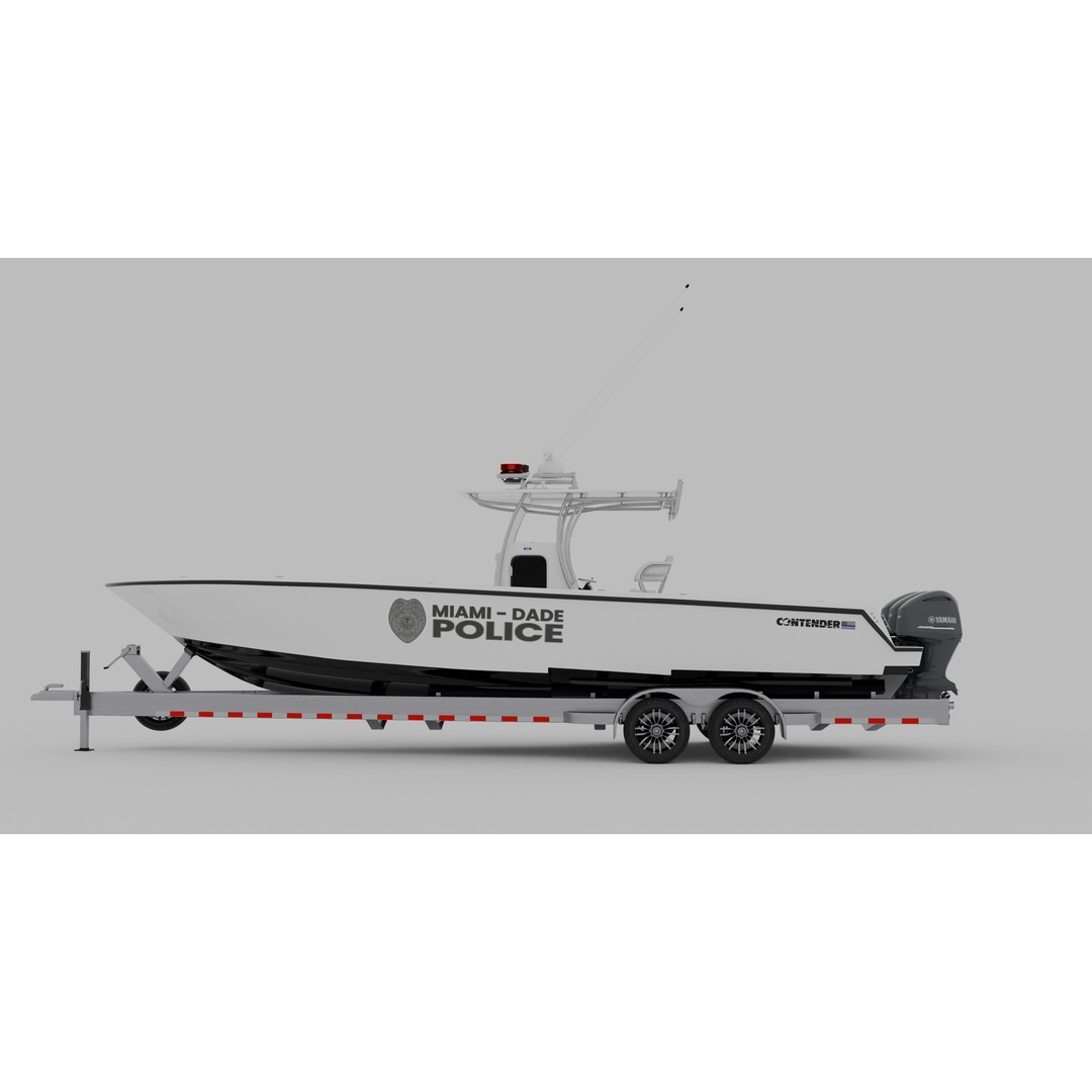 Contender Police Boat 3D Model – High Poly Game-Ready Asset, FBX - View 3