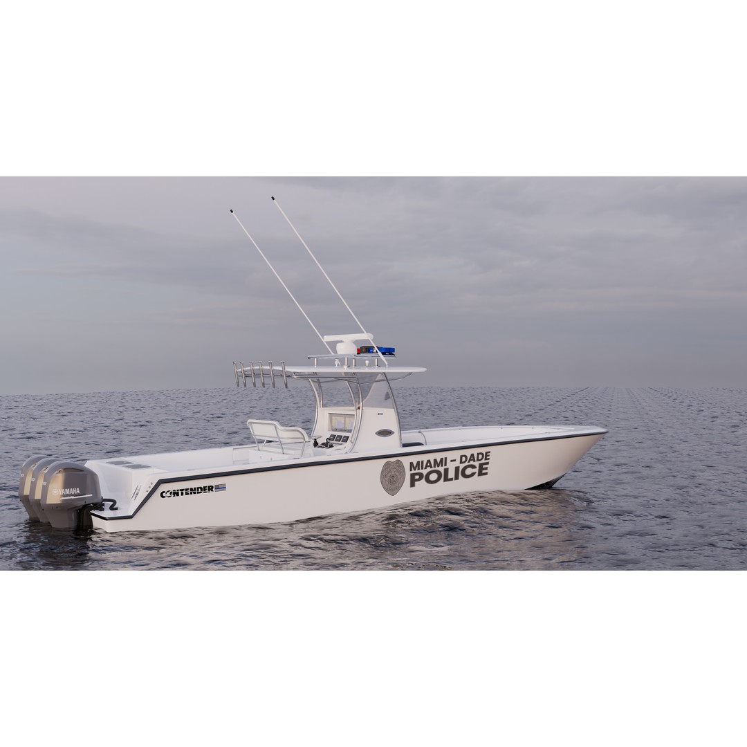 Contender Police Boat 3D Model – High Poly Game-Ready Asset, FBX - View 4