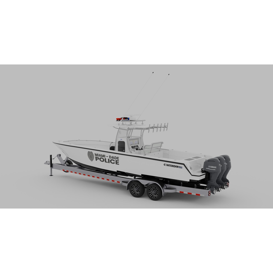 Contender Police Boat 3D Model – High Poly Game-Ready Asset, FBX - View 8