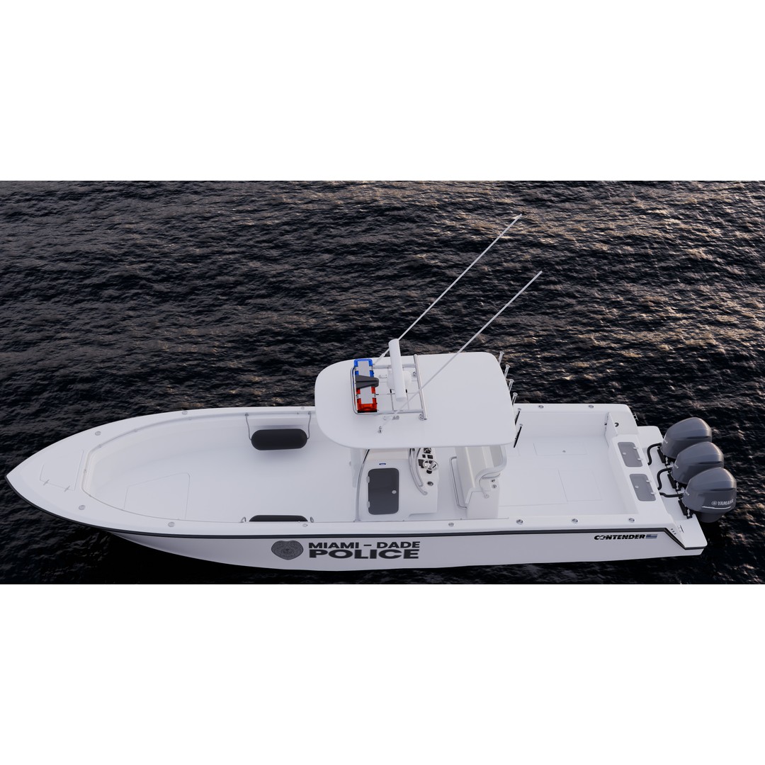 Contender Police Boat 3D Model – High Poly Game-Ready Asset, FBX - View 9