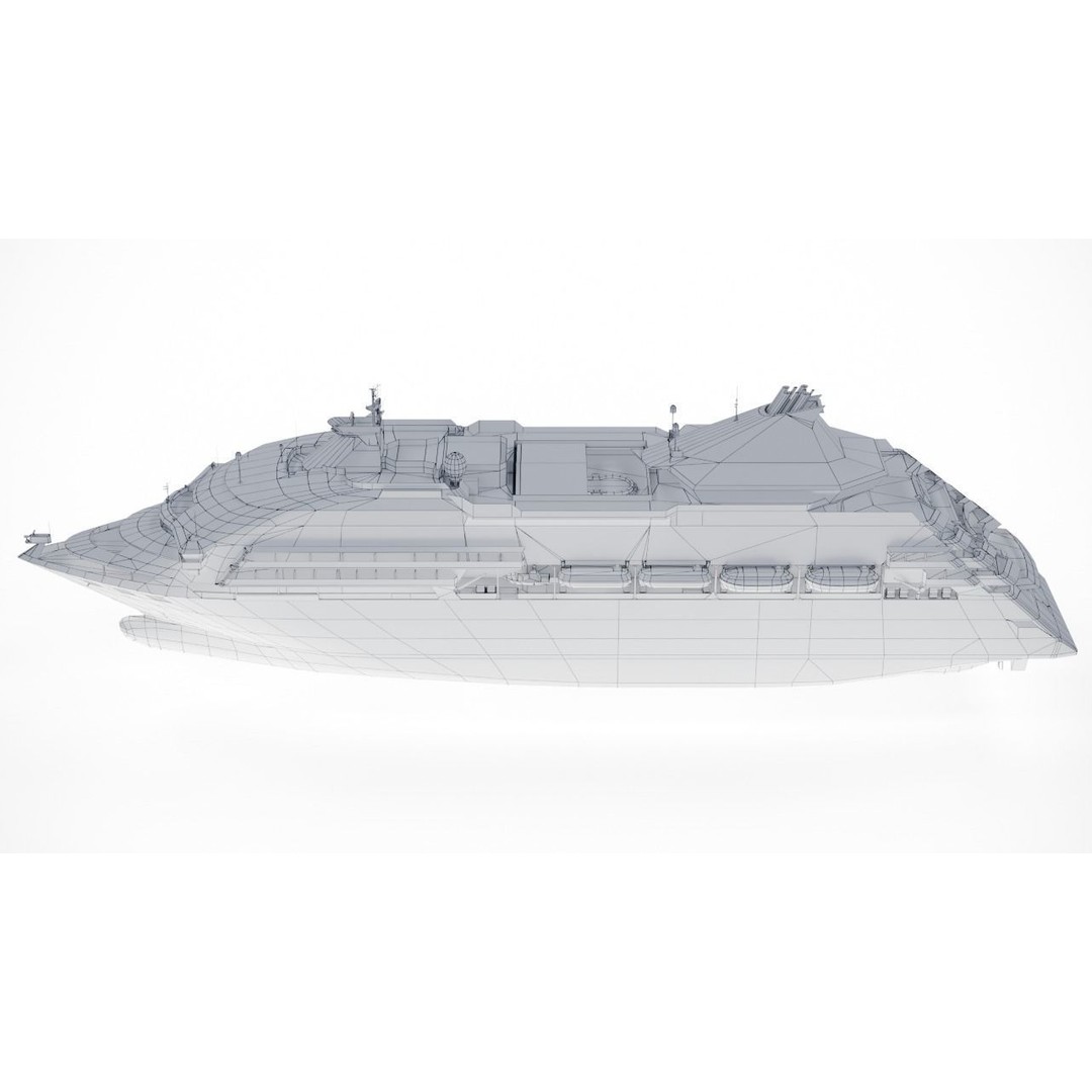 Sleek Medium-Sized Cruiseship 3D Model – Low Poly Game Asset, FBX