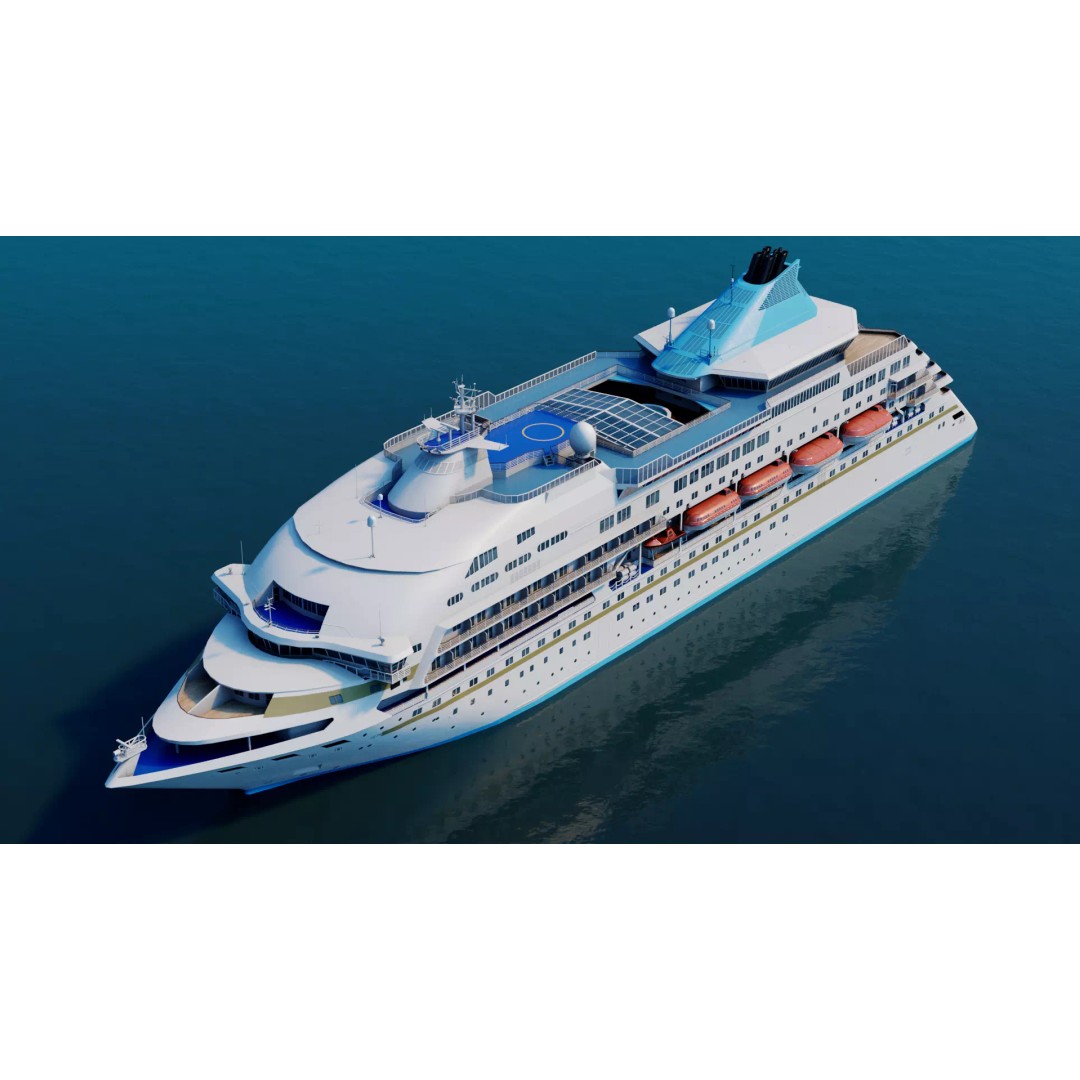 Sleek Medium-Sized Cruiseship 3D Model – Low Poly Game Asset, FBX - View 2