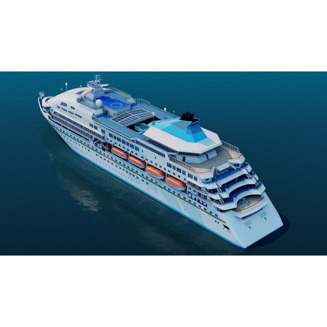 Sleek Medium-Sized Cruiseship 3D Model – Low Poly Game Asset, FBX - View 3