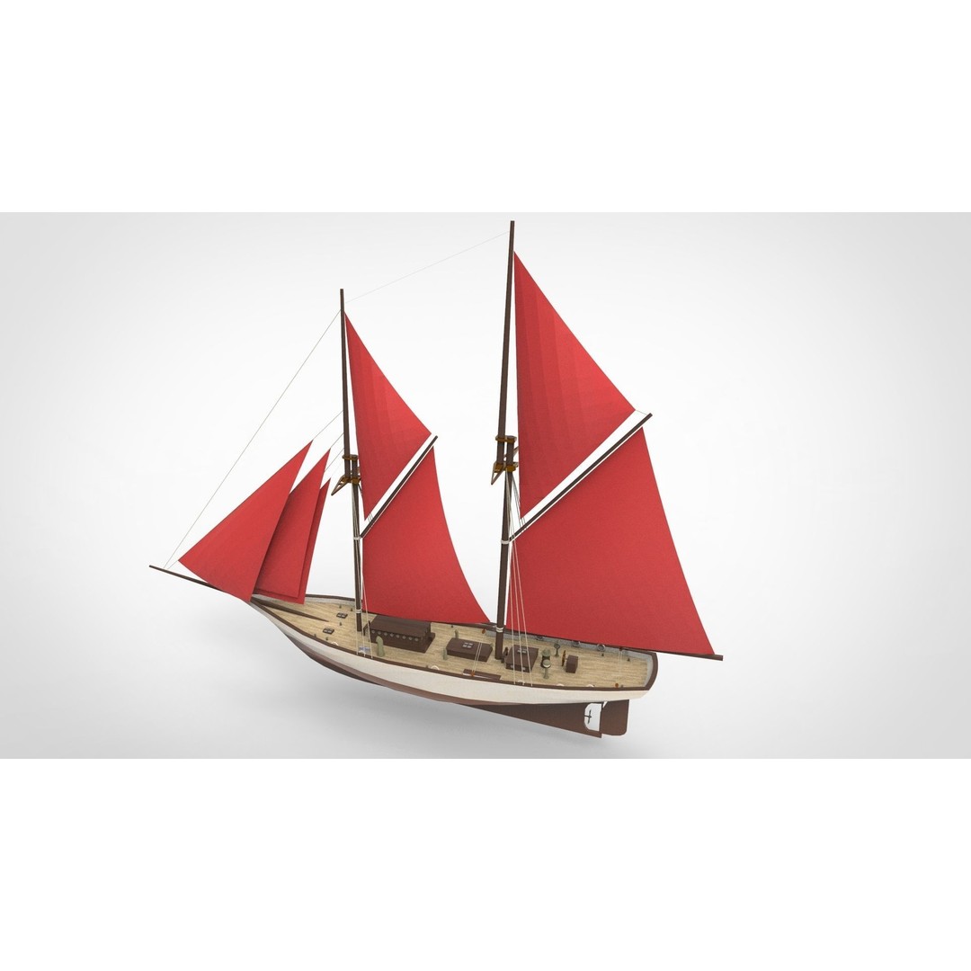 Historical Sailing Pinisi 3D Model – Traditional Indonesian Vessel, FBX