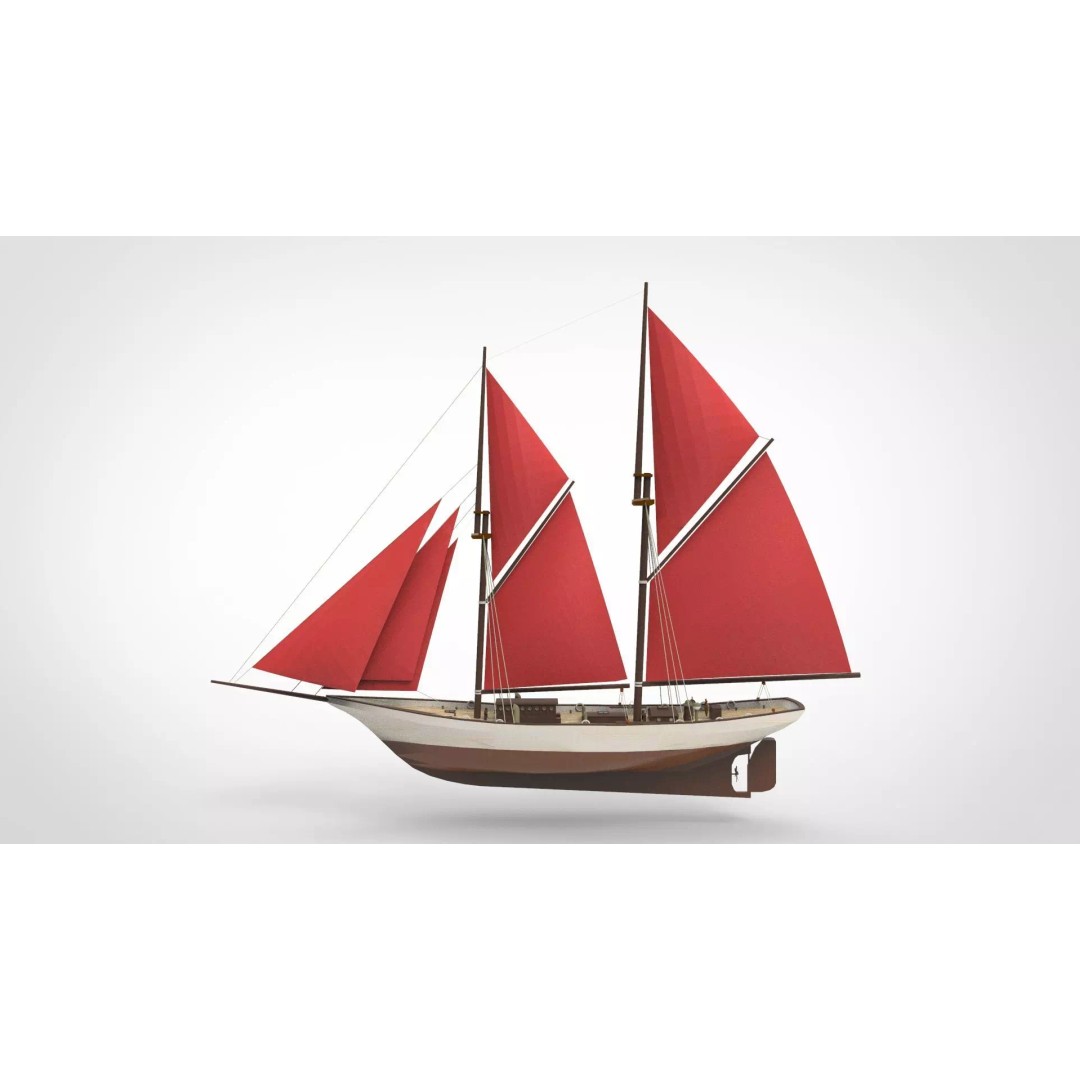 Historical Sailing Pinisi 3D Model – Traditional Indonesian Vessel, FBX - View 2