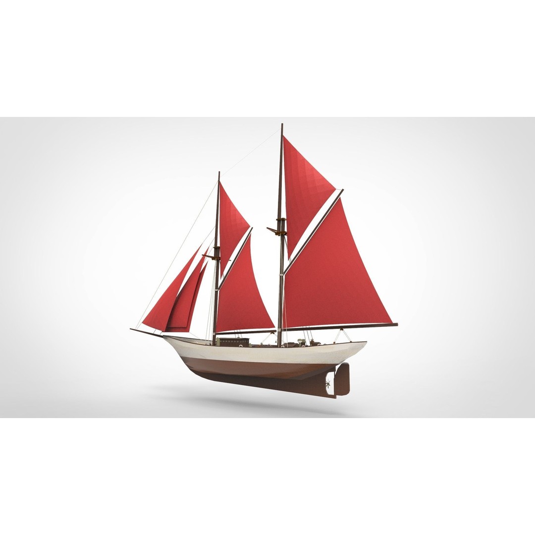 Historical Sailing Pinisi 3D Model – Traditional Indonesian Vessel, FBX - View 5