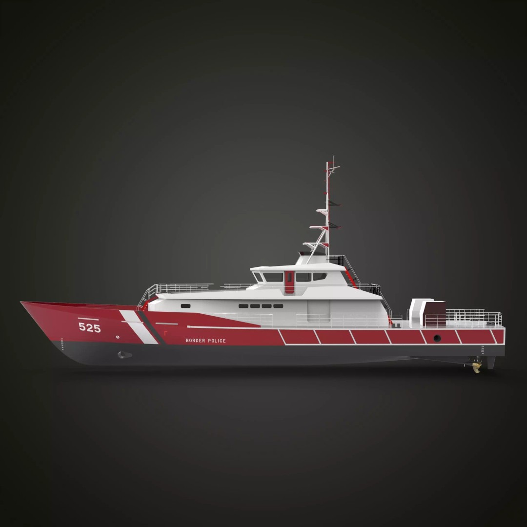 Fast Patrol Boat 3D Model – Low Poly Military Watercraft, FBX, OBJ - View 2