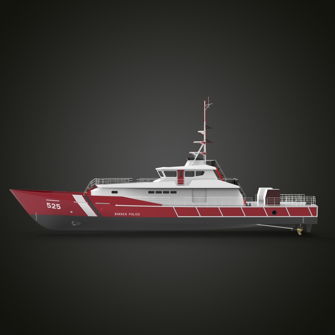 Fast Patrol Boat 3D Model – Low Poly Military Watercraft, FBX, OBJ - View 5