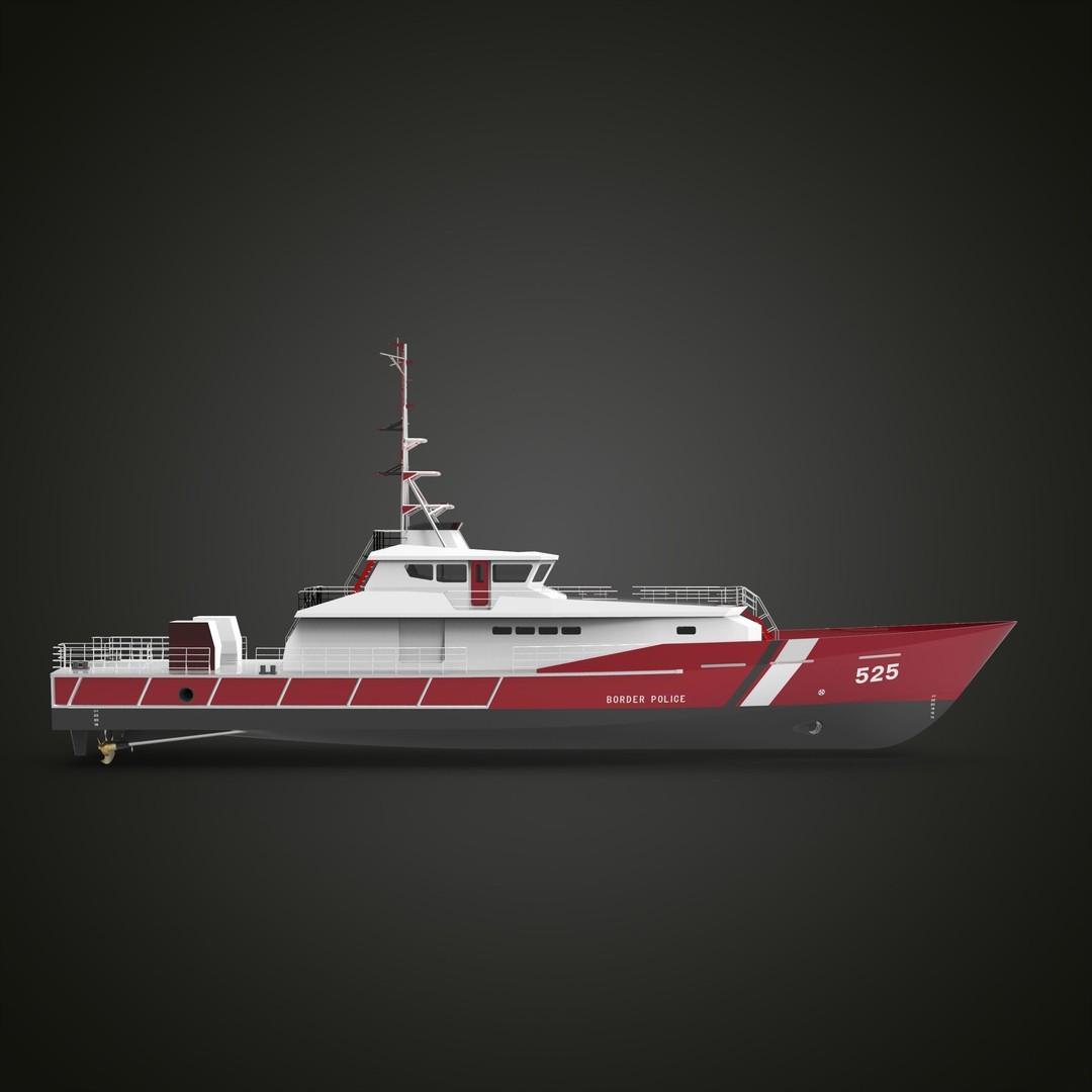 Fast Patrol Boat 3D Model – Low Poly Military Watercraft, FBX, OBJ - View 6