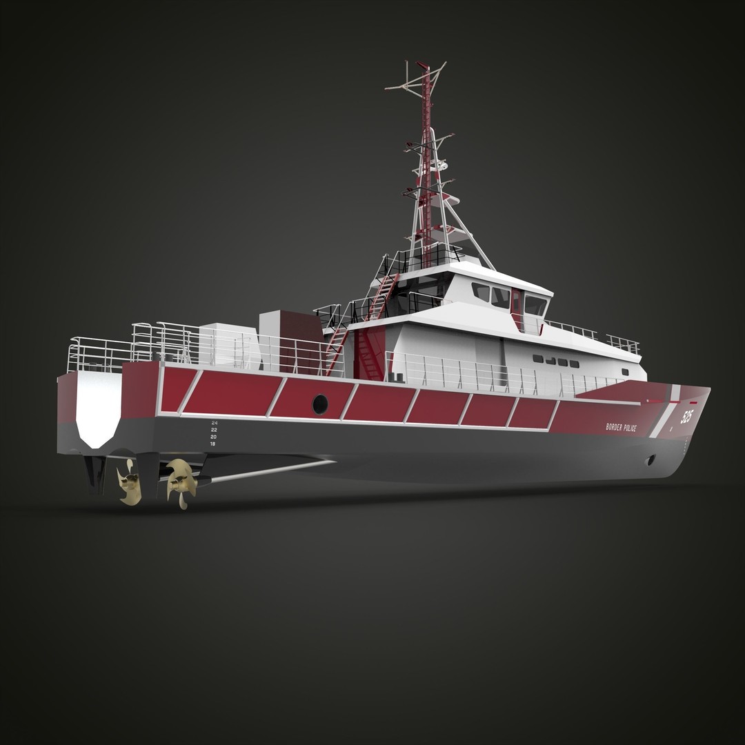 Fast Patrol Boat 3D Model – Low Poly Military Watercraft, FBX, OBJ - View 8