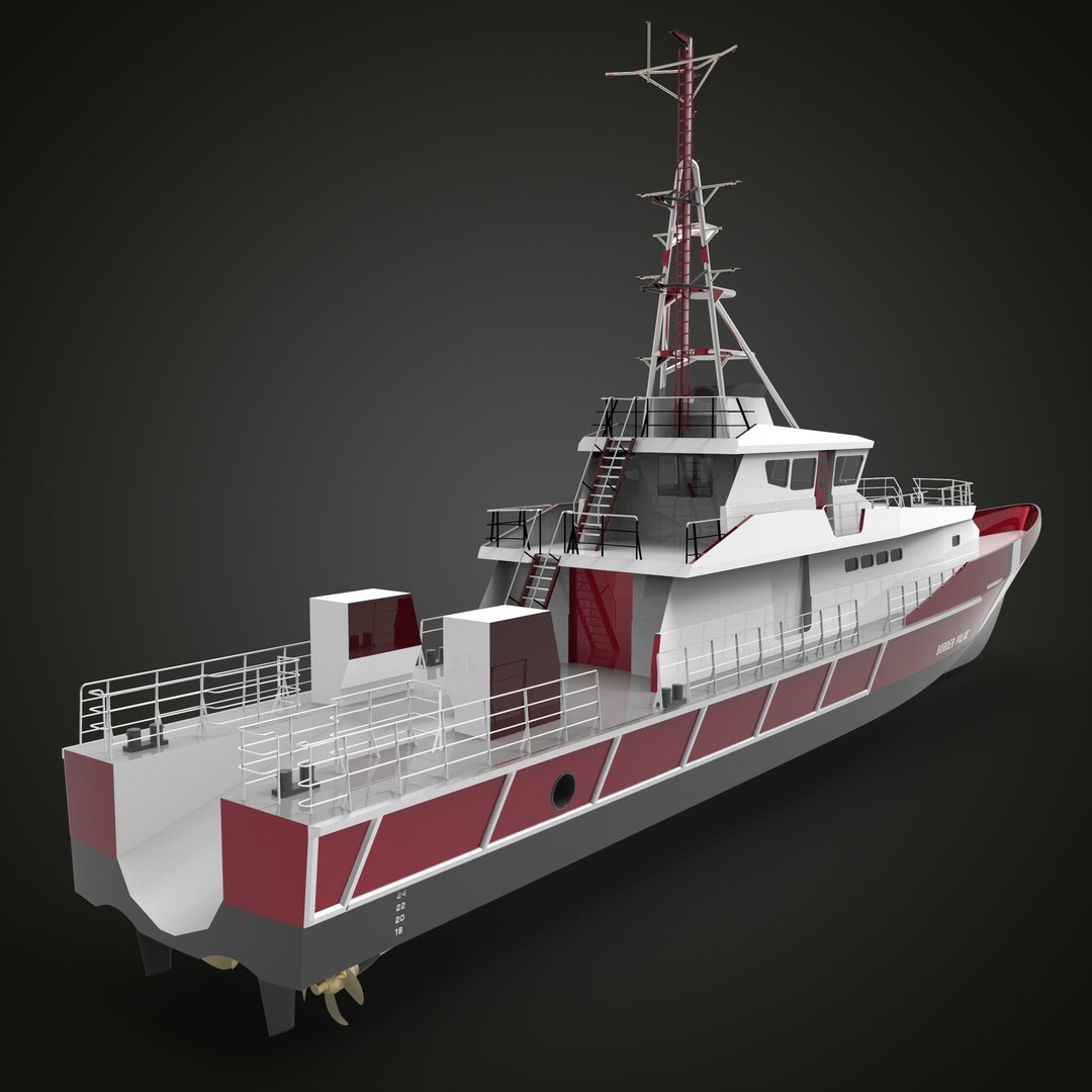 Fast Patrol Boat 3D Model – Low Poly Military Watercraft, FBX, OBJ - View 9