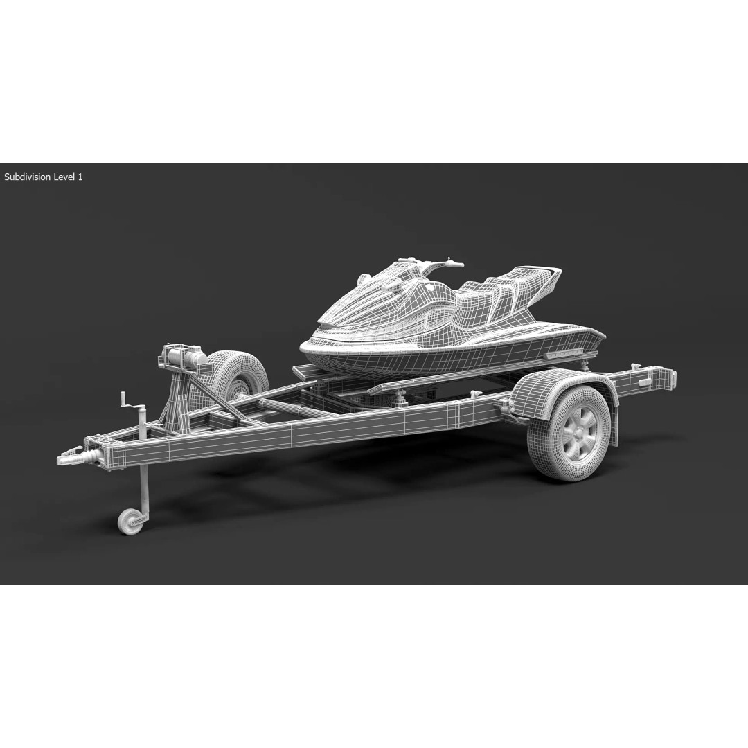 Water Scooter 3D Model – Detailed Recreational Watercraft, FBX - View 16