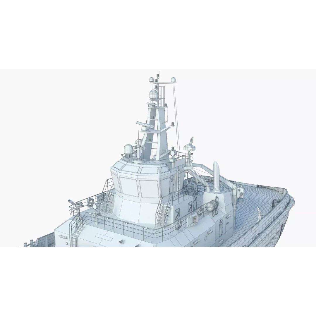 Icebreaker Harbor Tug 3D Model – Realistic Industrial Vessel, FBX