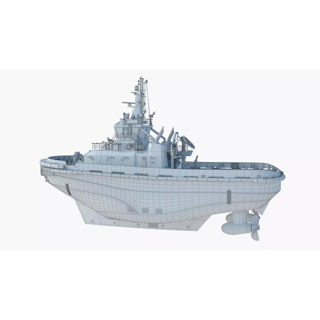 Icebreaker Harbor Tug 3D Model – Realistic Industrial Vessel, FBX - View 11