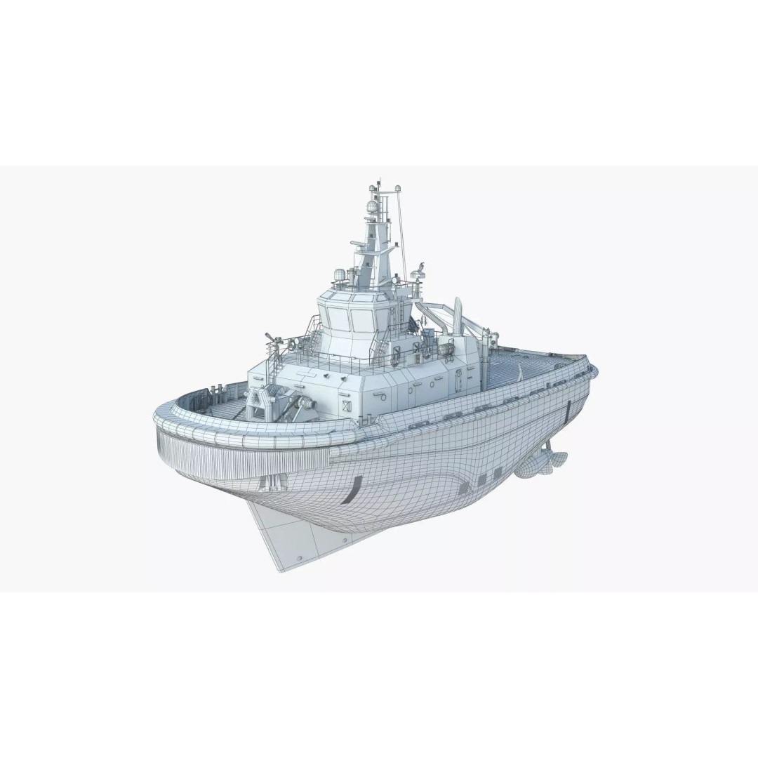 Icebreaker Harbor Tug 3D Model – Realistic Industrial Vessel, FBX - View 12
