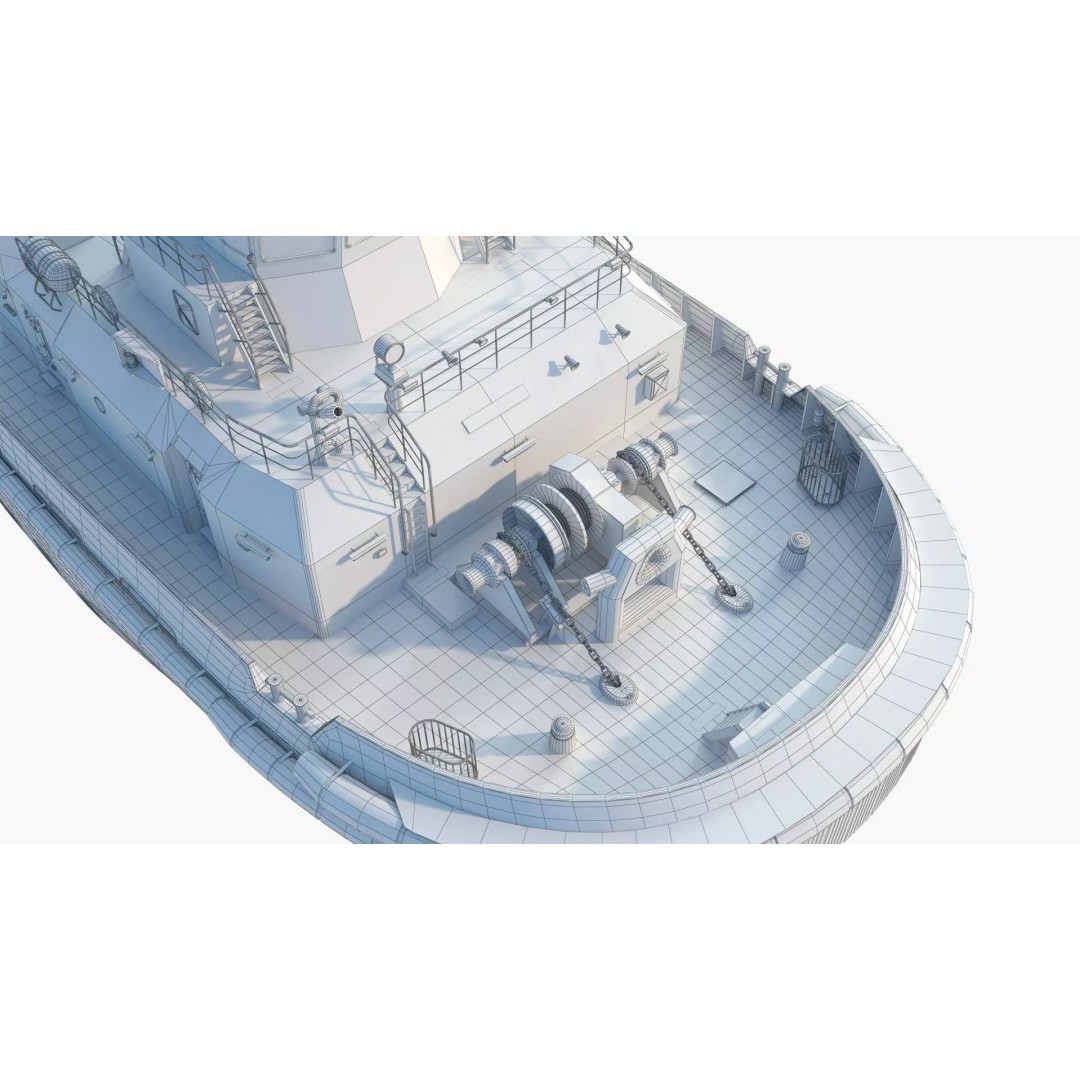 Icebreaker Harbor Tug 3D Model – Realistic Industrial Vessel, FBX - View 14