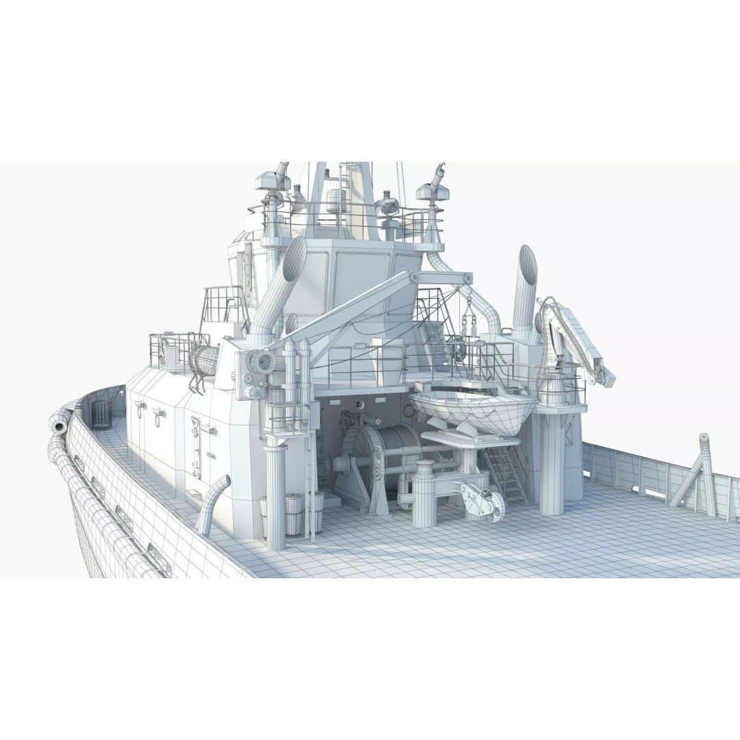 Icebreaker Harbor Tug 3D Model – Realistic Industrial Vessel, FBX - View 15