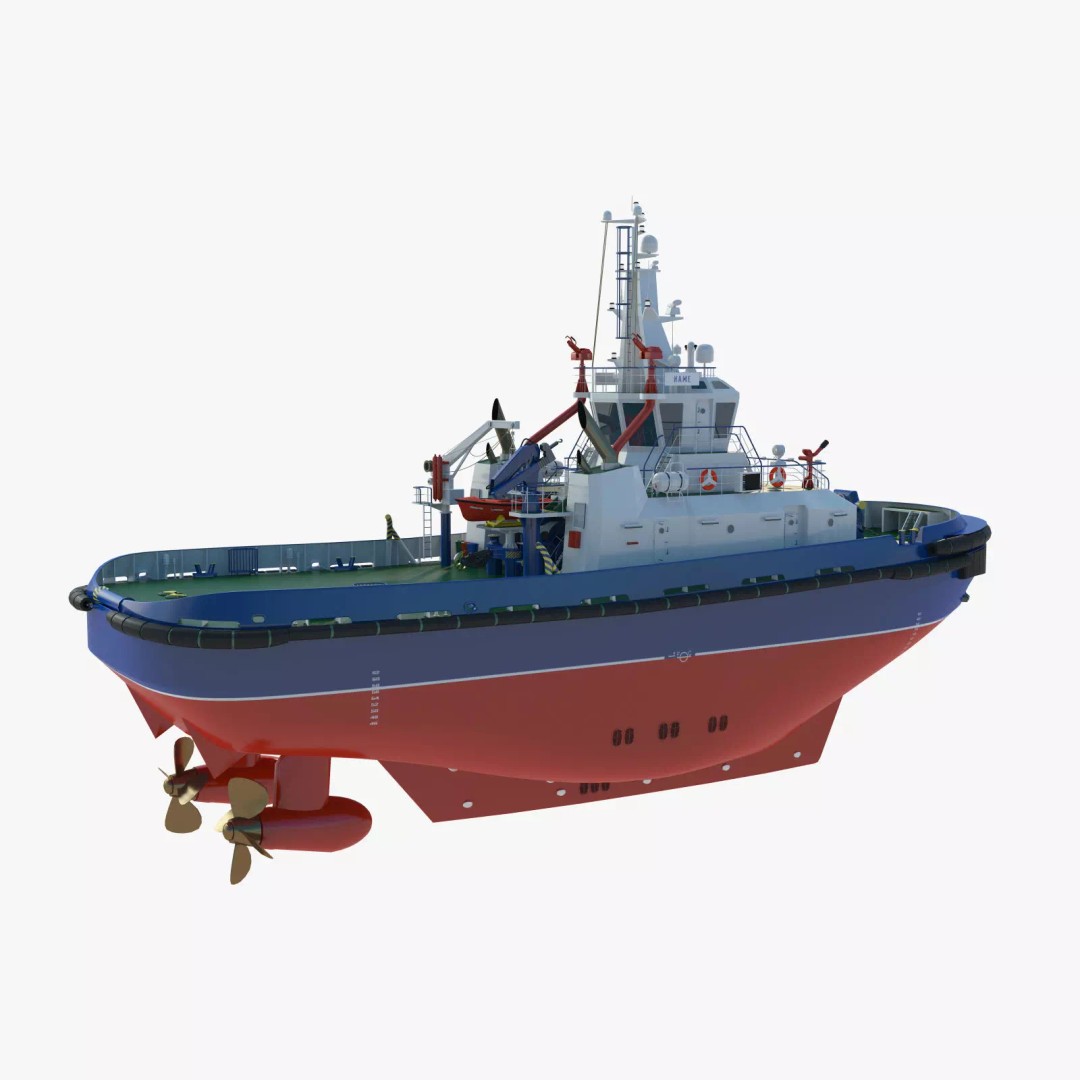 Icebreaker Harbor Tug 3D Model – Realistic Industrial Vessel, FBX - View 2