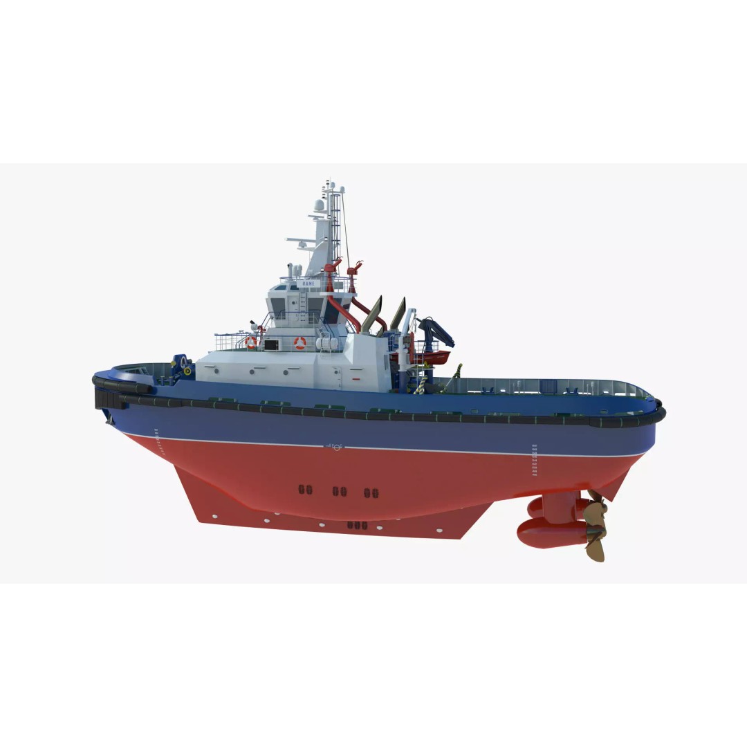 Icebreaker Harbor Tug 3D Model – Realistic Industrial Vessel, FBX - View 4
