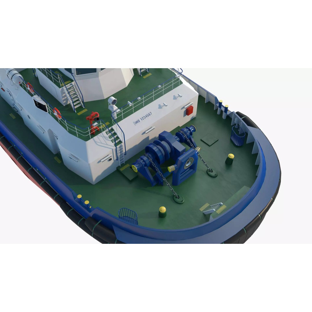 Icebreaker Harbor Tug 3D Model – Realistic Industrial Vessel, FBX - View 6