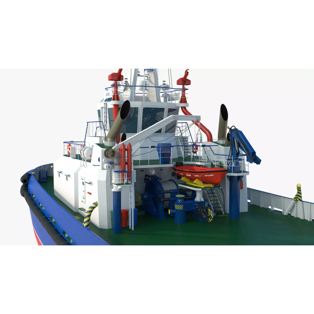 Icebreaker Harbor Tug 3D Model – Realistic Industrial Vessel, FBX - View 7