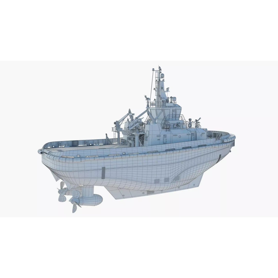 Icebreaker Harbor Tug 3D Model – Realistic Industrial Vessel, FBX - View 9