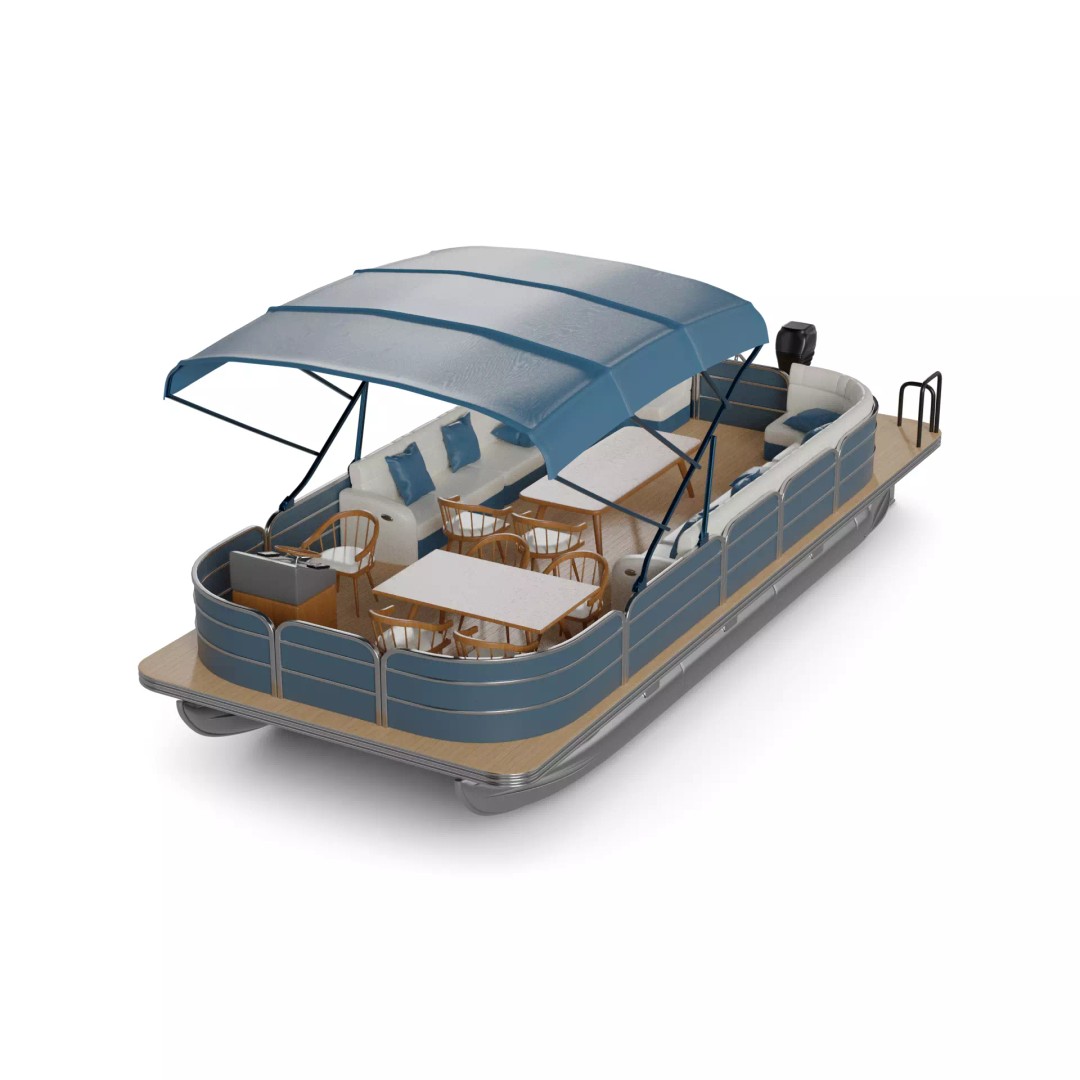 Leisure Pontoon 3D Model – Stylish Family Watercraft, FBX