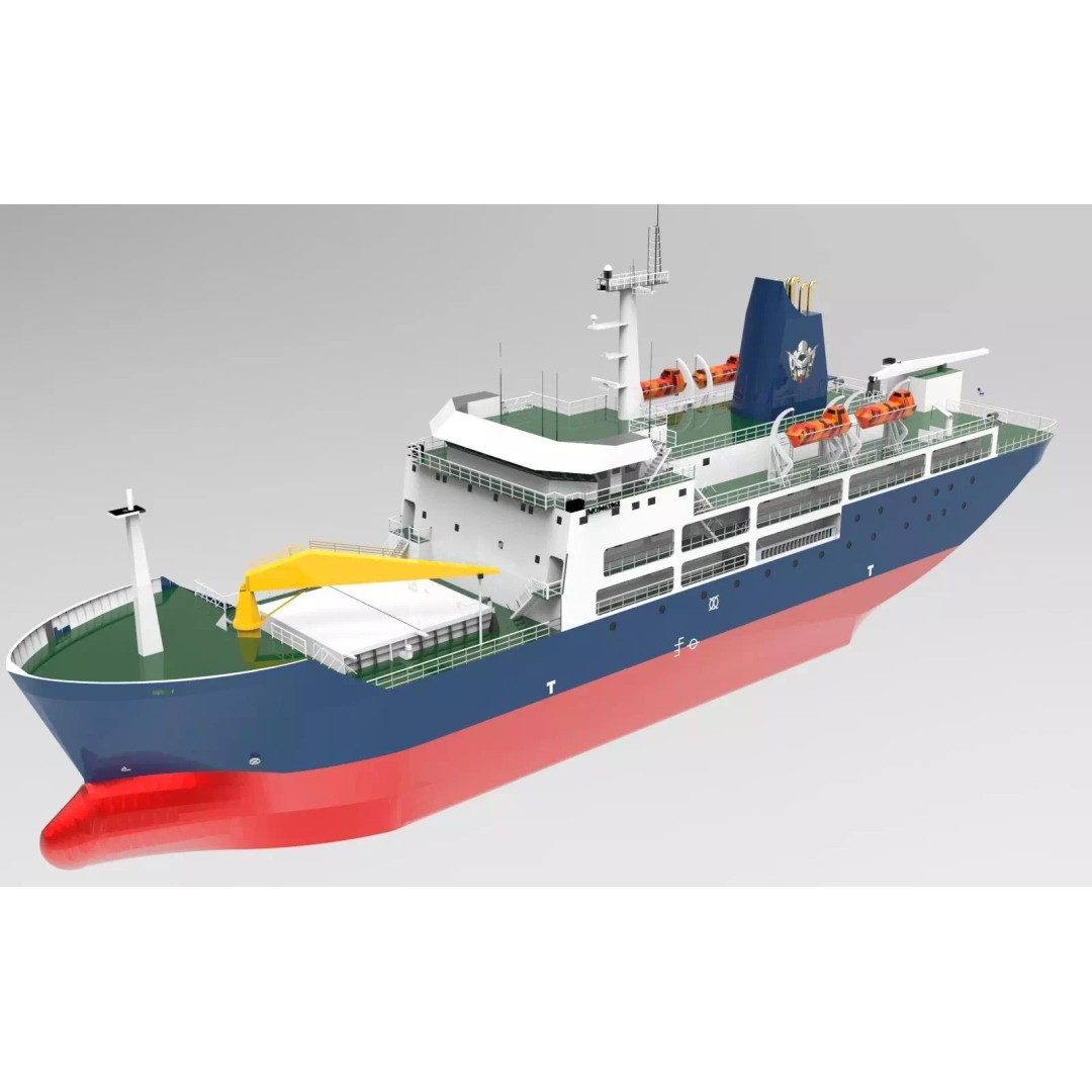 Cargo Liner 3D Model – Low Poly Industrial Watercraft, FBX - View 2