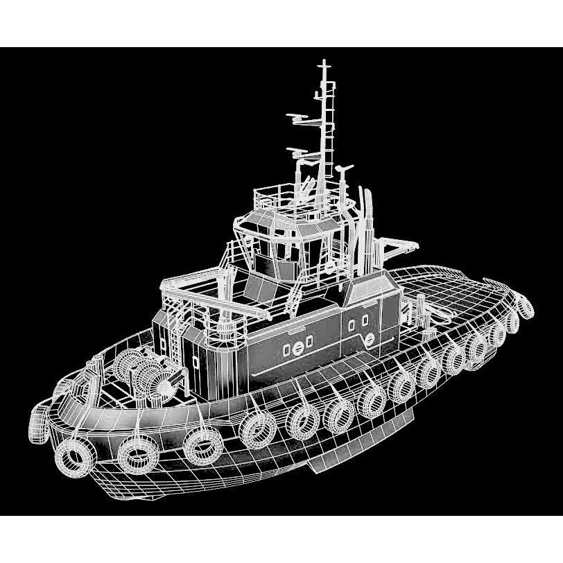 Tugboat 3D Model – Low Poly Industrial Vessel, FBX