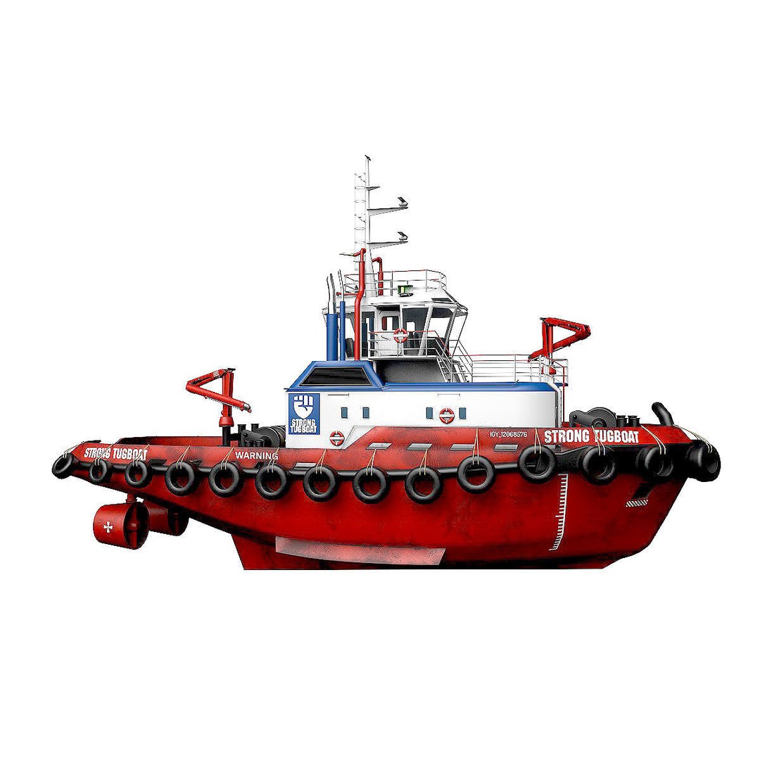 Tugboat 3D Model – Low Poly Industrial Vessel, FBX - View 5