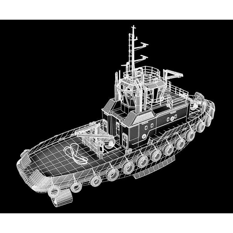Tugboat 3D Model – Low Poly Industrial Vessel, FBX - View 6