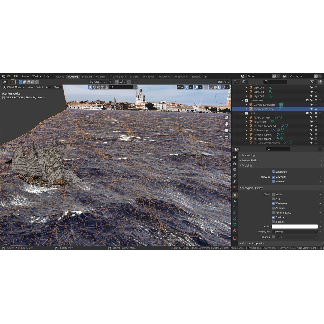 Brig 3D Model – Historic Barquetine Fidente 1920, PBR, Blender
