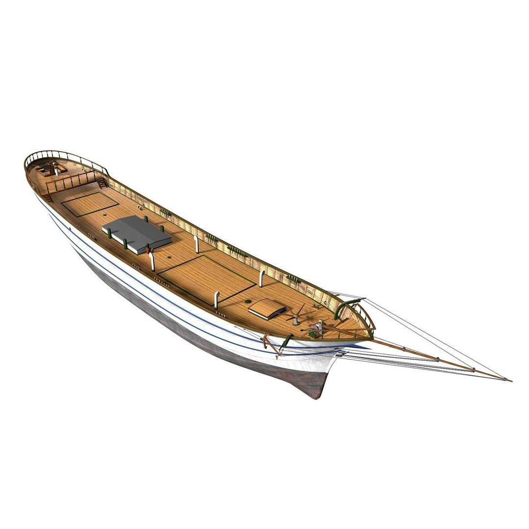 Brig 3D Model – Historic Barquetine Fidente 1920, PBR, Blender - View 10