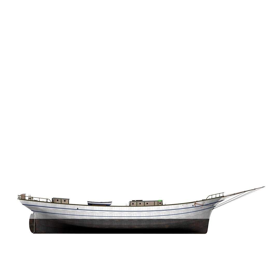 Brig 3D Model – Historic Barquetine Fidente 1920, PBR, Blender - View 13