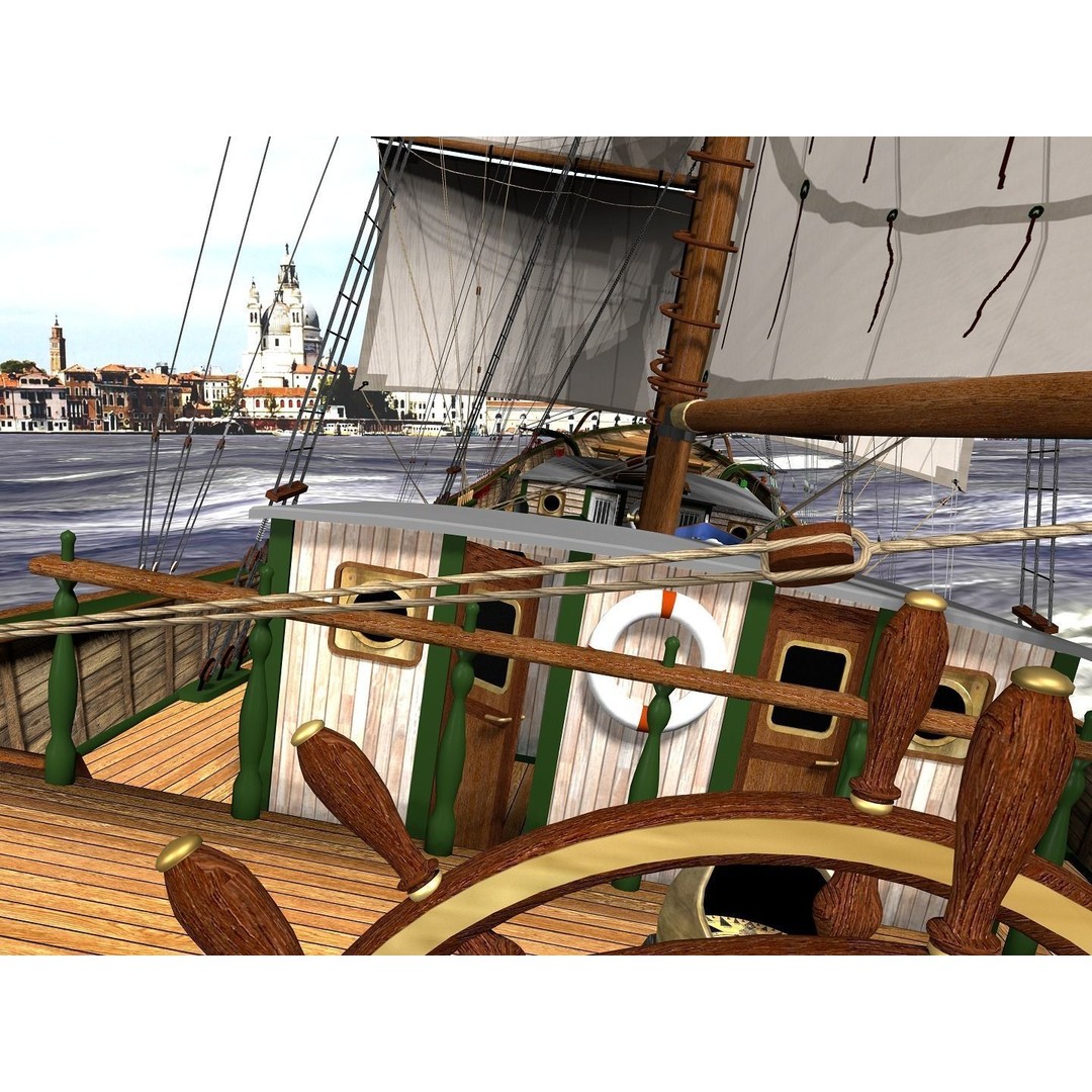 Brig 3D Model – Historic Barquetine Fidente 1920, PBR, Blender - View 25