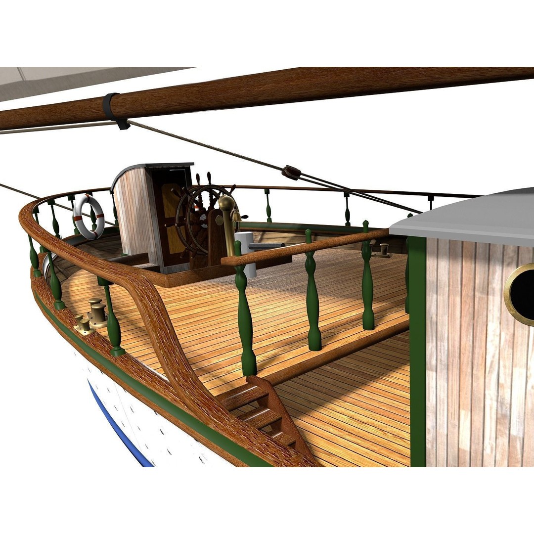 Brig 3D Model – Historic Barquetine Fidente 1920, PBR, Blender - View 6